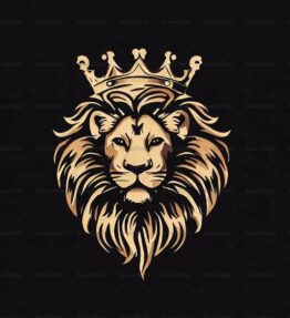 Majestätischer Löwe und Krone